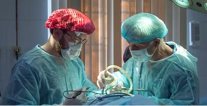 Medical professionals during a treatment procedure